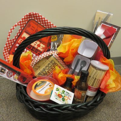 #8 - Mission and Service -  Backyard BBQ --
Contents:
•	BBQ Serving Platter; BBQ Tool Set
•	Condiment Serving Set
•	Basting Brushes
•	Plates & Napkins
•	BBQ Lighter; Citronella Candle
•	Vinyl Tablecloth
•	Grill Bamboo Skewers	
•	Brooks’ BBQ Sauces
•	$25 Gift Card to Niskayuna Consumers’ Co-Op
-------
Value:  $75.00
Starting Bid:  $40.00
Bid Increments:  $3.00
Current Bid:  $ 40.00